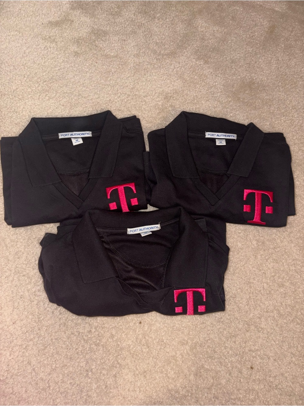 3 Port Authority Black Polo Shirts T-Mobile